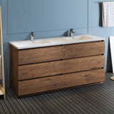 Fresca Lazzaro 72 Rosewood Free Standing Modern Bathroom Cabinet W/ Integrated Double Sink