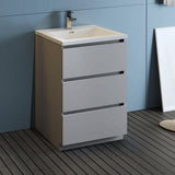 Fresca Lazzaro 24 Gray Free Standing Modern Bathroom Cabinet W/ Integrated Sink