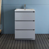 Fresca Lazzaro 24 Gray Free Standing Modern Bathroom Cabinet W/ Integrated Sink