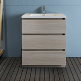 Fresca Lazzaro 30 Gray Wood Free Standing Modern Bathroom Cabinet W/ Integrated Sink