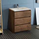 Fresca Lazzaro 30 Rosewood Free Standing Modern Bathroom Cabinet W/ Integrated Sink