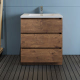 Fresca Lazzaro 30 Rosewood Free Standing Modern Bathroom Cabinet W/ Integrated Sink