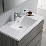 Fresca Lazzaro 36 Glossy Ash Gray Free Standing Modern Bathroom Cabinet W/ Integrated Sink