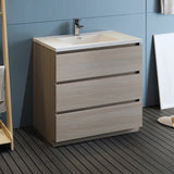 Fresca Lazzaro 36 Gray Wood Free Standing Modern Bathroom Cabinet W/ Integrated Sink