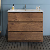 Fresca Lazzaro 42 Rosewood Free Standing Modern Bathroom Cabinet W/ Integrated Sink