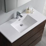 Fresca Lazzaro 42 Rosewood Free Standing Modern Bathroom Cabinet W/ Integrated Sink