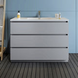 Fresca Lazzaro 48 Gray Free Standing Modern Bathroom Cabinet W/ Integrated Sink