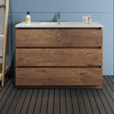 Fresca Lazzaro 48 Rosewood Free Standing Modern Bathroom Cabinet W/ Integrated Sink