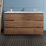 Fresca Lazzaro 60 Rosewood Free Standing Modern Bathroom Cabinet W/ Integrated Single Sink