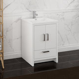 Fresca Imperia 24 Glossy White Free Standing Modern Bathroom Cabinet W/ Integrated Sink