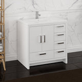 Fresca Imperia 36 Glossy White Free Standing Modern Bathroom Cabinet W/ Integrated Sink - Right Version