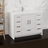 Fresca Imperia 48 Glossy White Free Standing Modern Bathroom Cabinet W/ Integrated Sink