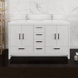 Fresca Imperia 60 Glossy White Free Standing Modern Bathroom Cabinet W/ Integrated Double Sink