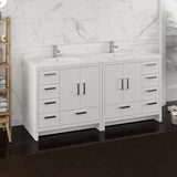 Fresca Imperia 72 Glossy White Free Standing Double Sink Modern Bathroom Cabinet W/ Integrated Sink