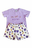 Carson and Friends Purple and Gold Hand Embroidered Short Set