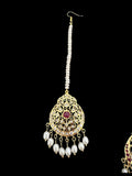 Ruby and zircon gold plated silver tika ( READY TO SHIP )
