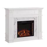 Highgate Faux Cararra Marble Electric Media Fireplace - White