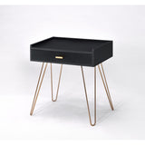 23.5 In Black Allen Mid-Century Accent Table W/ Copper Hairpin Legs