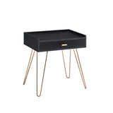 23.5 In Black Allen Mid-Century Accent Table W/ Copper Hairpin Legs