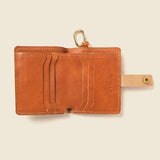 Leather Bifold Wallet with Snap & Key Ring - Natural