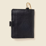 Leather Bifold Wallet with Snap & Key Ring - Black