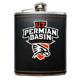 University Of Texas Of The Permian Basin Black Leather Wrapped Stainless Steel 7 Oz Flask