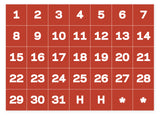 Calendar Dates Accessory Magnets, White On Red