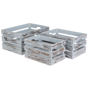 Isolde Set Of 3 Wooden Crates - Gray Wash