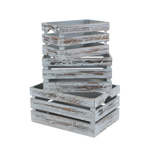 Isolde Set Of 3 Wooden Crates - Gray Wash