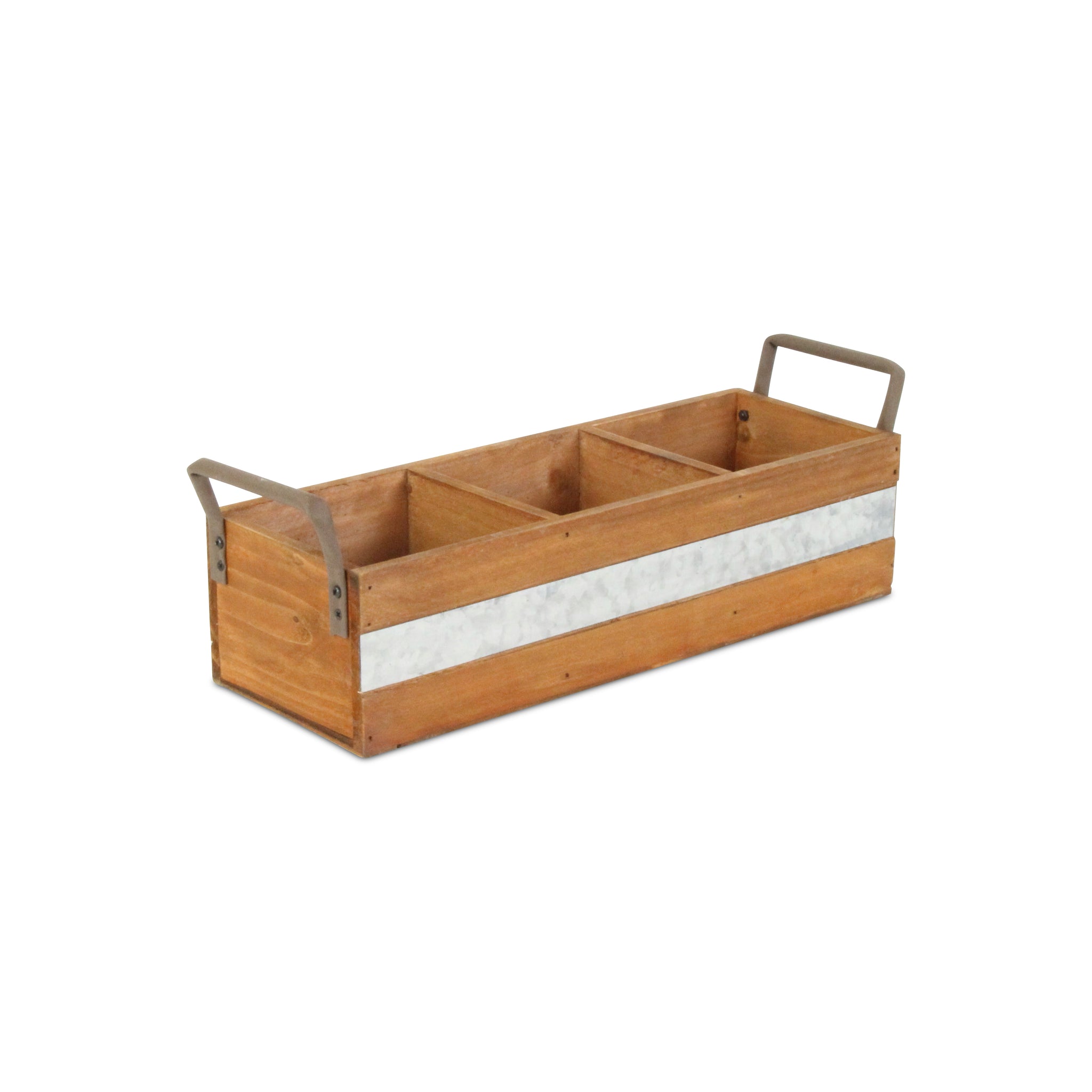 Reid Wooden 3 Slot Storage Caddy - Brown