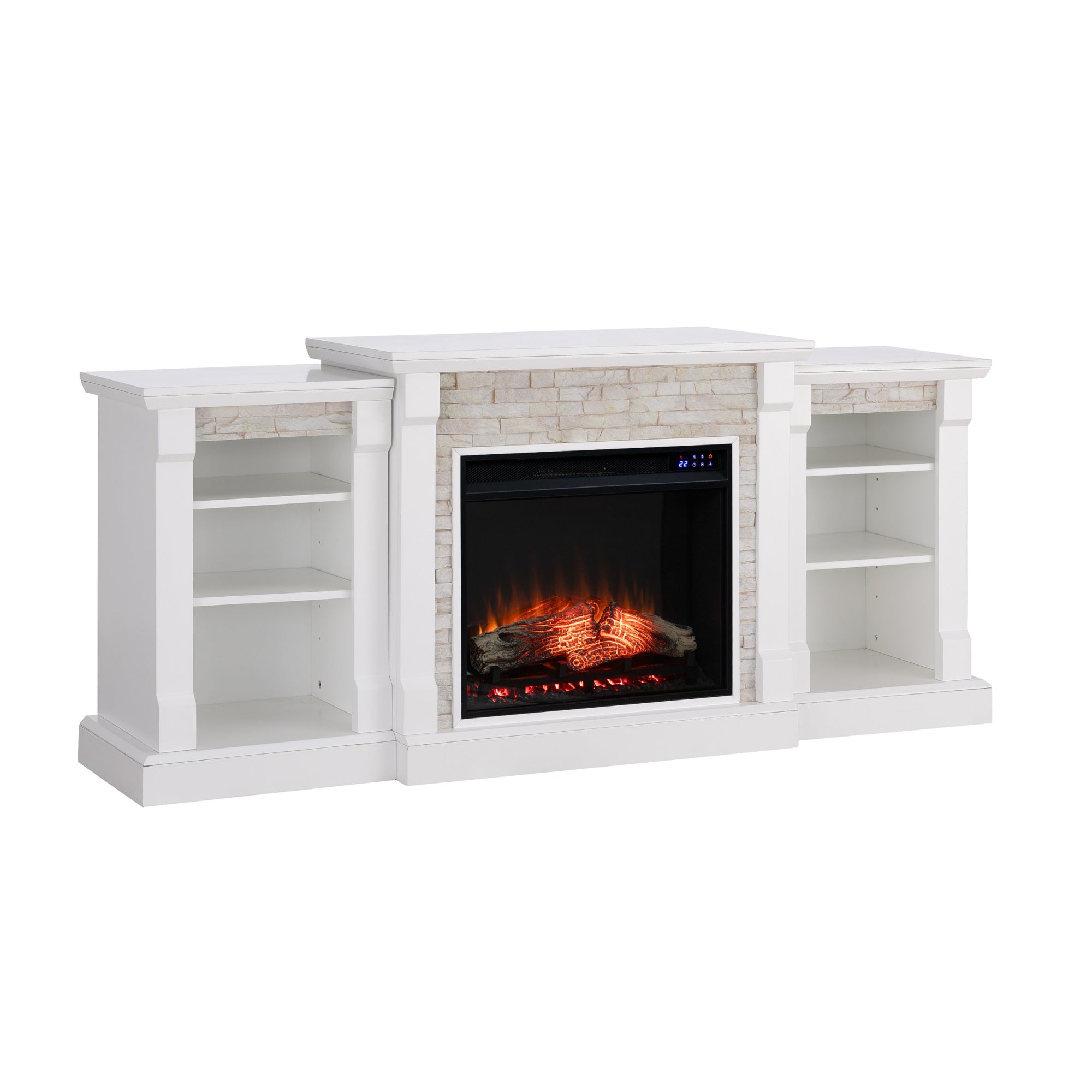 Gallatin Touch Screen Electric Fireplace With Bookcases