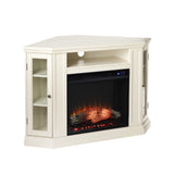 Claremont Electric Corner Touch Screen Fireplace With Storage - Ivory