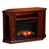 Claremont Electric Corner Touch Screen Fireplace With Storage - Brown Mahogany
