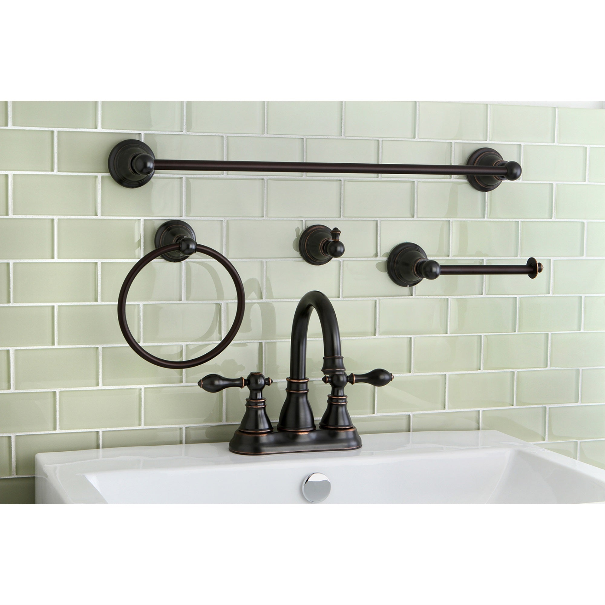 Fauceture Fsk1616Acl 4 In. Centerset Bathroom Faucet With 4-Piece Bathroom Accessories, Naples Bronze