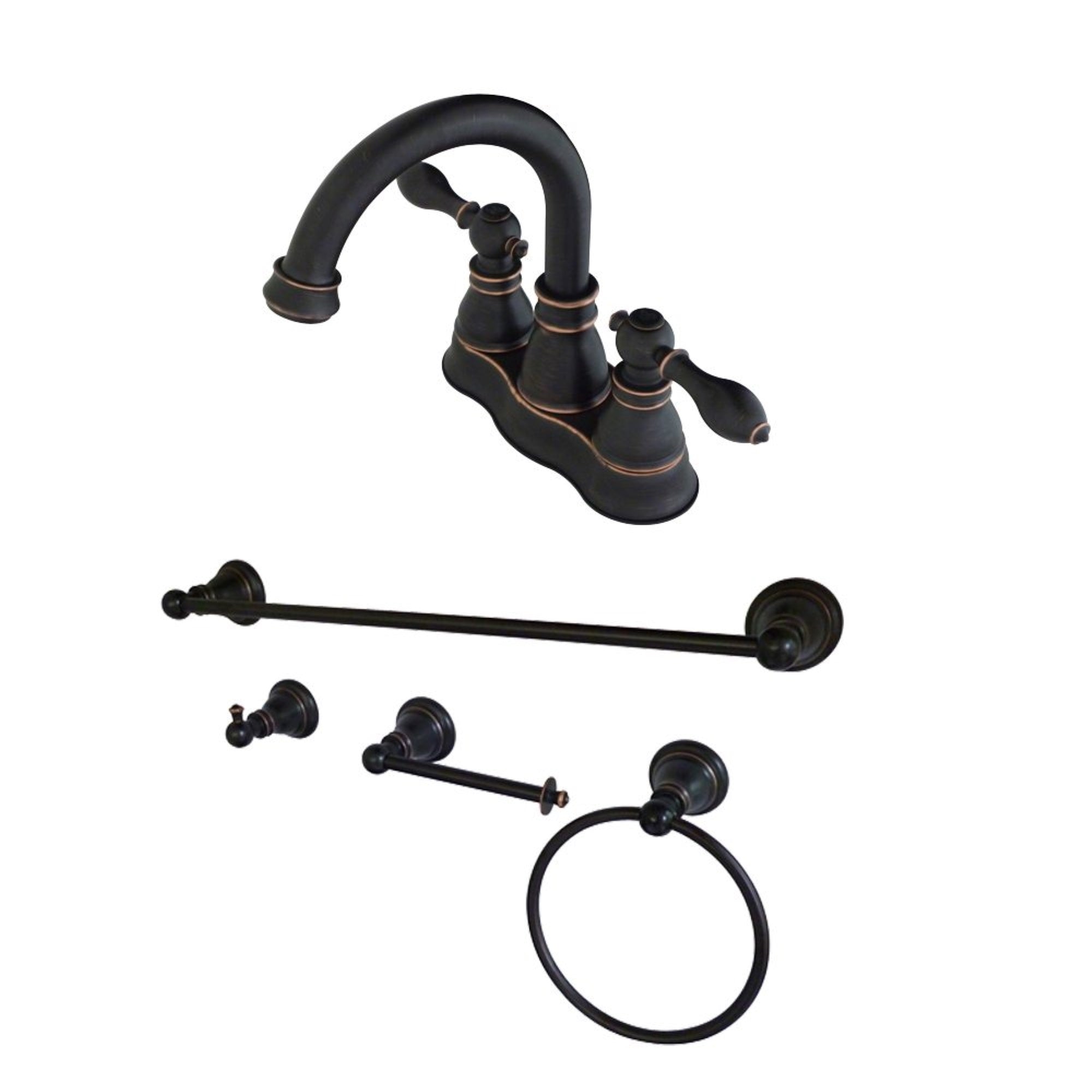 Fauceture Fsk1616Acl 4 In. Centerset Bathroom Faucet With 4-Piece Bathroom Accessories, Naples Bronze
