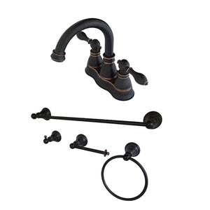 Fauceture Fsk1616Acl 4 In. Centerset Bathroom Faucet With 4-Piece Bathroom Accessories, Naples Bronze