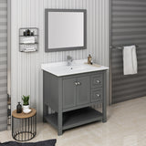 Fresca Manchester Regal 36 Gray Wood Veneer Traditional Bathroom Vanity W/ Mirror
