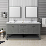 Fresca Manchester Regal 72 Gray Wood Veneer Traditional Double Sink Bathroom Vanity W/ Mirrors