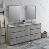 Fresca Formosa 72 Floor Standing Double Sink Modern Bathroom Vanity W/ Mirrors In Ash