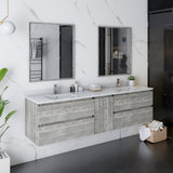Fresca Formosa 72 Wall Hung Double Sink Modern Bathroom Vanity W/ Mirrors In Ash