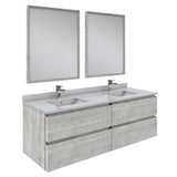 Fresca Formosa 60 Wall Hung Double Sink Modern Bathroom Vanity W/ Mirrors In Ash