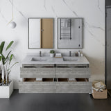 Fresca Formosa 60 Wall Hung Double Sink Modern Bathroom Vanity W/ Mirrors In Ash