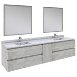 Fresca Formosa 84 Wall Hung Double Sink Modern Bathroom Vanity W/ Mirrors In Ash