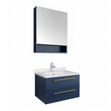 Fresca Lucera 24 Royal Blue Wall Hung Undermount Sink Modern Bathroom Vanity W/ Medicine Cabinet