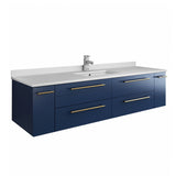 Fresca Lucera 60 Royal Blue Wall Hung Single Undermount Sink Modern Bathroom Vanity W/ Medicine Cabinet