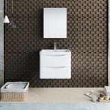 Fresca Tuscany 24 Glossy White Wall Hung Modern Bathroom Vanity W/ Medicine Cabinet