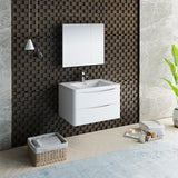 Fresca Tuscany 32 Glossy White Wall Hung Modern Bathroom Vanity W/ Medicine Cabinet