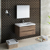 Fresca Tuscany 36 Rosewood Wall Hung Modern Bathroom Vanity W/ Medicine Cabinet