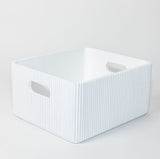 Wooden Ribbed Bins – White