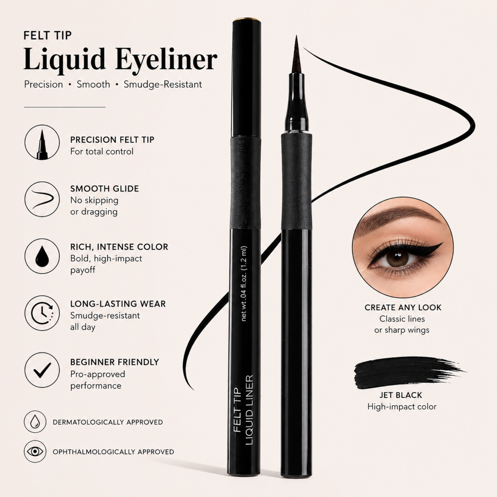 FELT TIP LIQUID EYELINER | Precision Control & Bold Definition .025 FL. OZ.